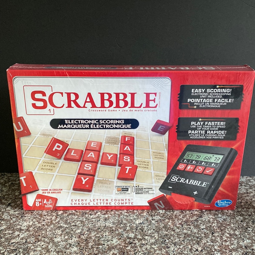 Scrabble crossword board game electronic scoring